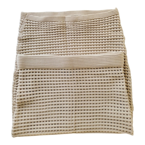 HERA COLLECTION Tan Crochet Waffle Pencil Skirt - Picture 3 of 7